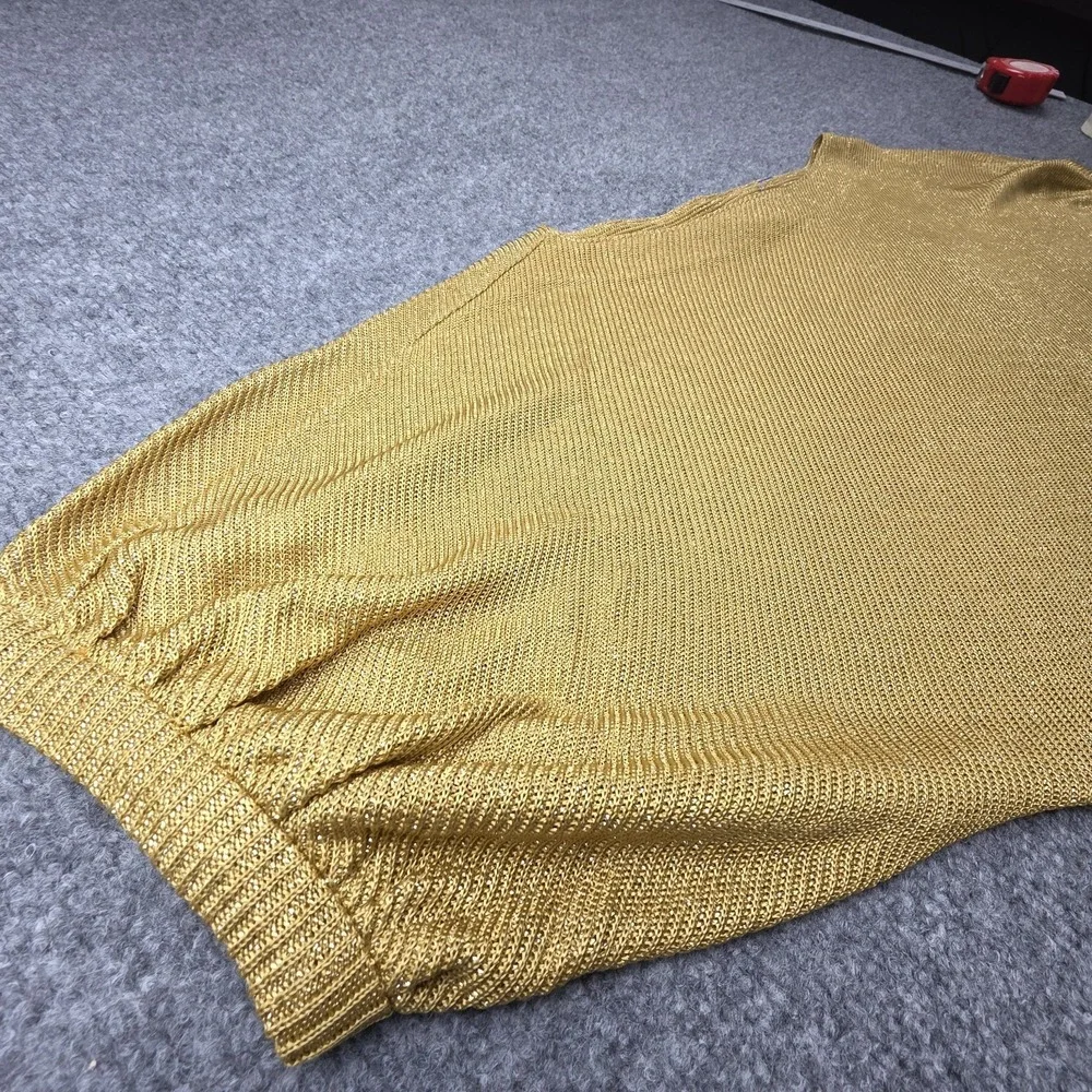 Vintage Joseph Magnin Women's 12 Gold Metallic Knit  Sweater Top 80s Glam Blouse - Picture 4 of 12